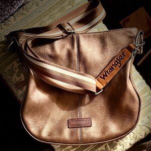 Wrangler metallic bronze western dual crossbody and shoulder bag